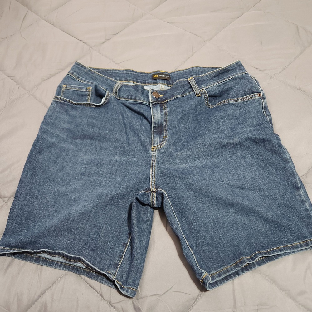 Lee Denim Shorts Women's 20W High Rise Blue Regular Fit Casual
